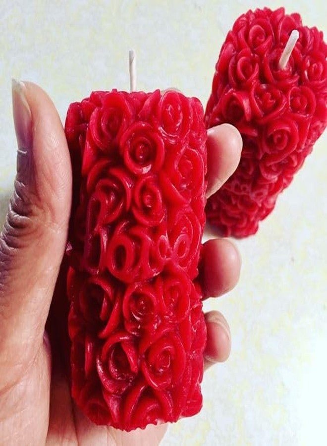 PICKKART مجموعة شموع بيك كارت المعطرة على شكل أعمدة من قطعتين - مجموعة شموع الحب - مجموعة هدايا شموع حمراء (أحمر)، 5.5 × 5.5 سم - Image 1